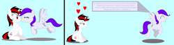 Size: 5736x1488 | Tagged: safe, artist:draymanor57, oc, oc only, oc:blackjack, oc:morning glory (project horizons), pegasus, pony, unicorn, fallout equestria, fallout equestria: project horizons, cute, fanfic art, female, katy perry, kissing, love, mare, singing, song reference