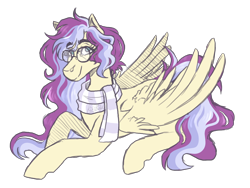 Size: 2000x1500 | Tagged: safe, artist:kikirdcz, oc, oc:serenity sound, pegasus, pony, clothes, female, mare, prone, scarf, simple background, solo, transparent background