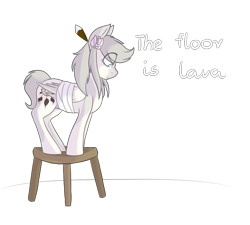 Size: 1620x1460 | Tagged: safe, artist:hunterdream14, oc, oc:hunter dream, pegasus, pony, bandage, female, mare, simple background, solo, stool, the floor is lava, transparent background