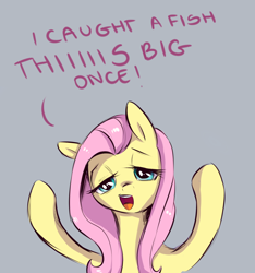 Size: 1898x2031 | Tagged: safe, artist:buttersprinkle, derpibooru import, fluttershy, pegasus, pony, dialogue, digital art, female, lidded eyes, mare, simple background, smiling, solo