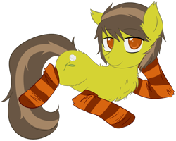 Size: 956x764 | Tagged: safe, artist:homumu, oc, oc only, earth pony, pony, chest fluff, clothes, draw me like one of your french girls, earth pony oc, simple background, socks, solo, striped socks, transparent background