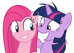 Size: 4086x2936 | Tagged: safe, artist:slb94, artist:thorinair, derpibooru import, pinkie pie, twilight sparkle, earth pony, pony, duo, insanity, pinkamena diane pie, simple background, transparent background, twilight snapple, vector