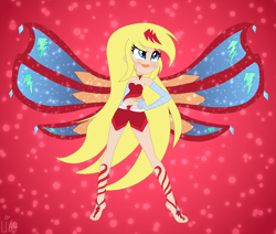 Size: 820x695 | Tagged: safe, artist:cookiechans2, artist:lumi-infinite64, artist:rainbow15s, human, equestria girls, barefoot, barely eqg related, base used, cartoon network, clothes, crossover, enchantix, equestria girls style, equestria girls-ified, eyeshadow, fairies are magic, fairy, fairy wings, fairyized, feet, gloves, johnny test, lipstick, long gloves, long hair, makeup, rainbow s.r.l, sissy, solo, wings, winx, winx club, winxified