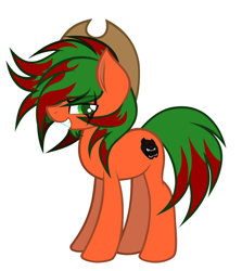 Size: 3712x4168 | Tagged: source needed, useless source url, safe, artist:fusion sparkle, oc, oc only, oc:pitbull, earth pony, pony, blind eye, colored, commission, cowboy hat, eye scar, grin, hat, looking at you, male, negativequestria, scar, simple background, smiling, solo, stallion, white background