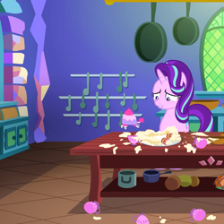 Size: 1029x1029 | Tagged: safe, screencap, pony, unicorn, all bottled up, cropped, kitchen, solo, teacup poodle, twilight's castle