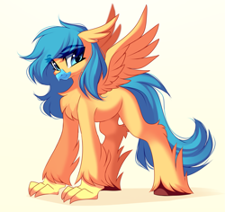 Size: 3333x3144 | Tagged: safe, artist:airiniblock, oc, oc only, hippogriff, looking at you, simple background, smiling, smiling at you, solo, wings