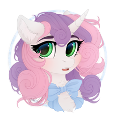 Size: 1530x1620 | Tagged: safe, artist:vird-gi, sweetie belle, pony, unicorn, bow, chest fluff, digital art, ear fluff, female, simple background, solo, transparent background