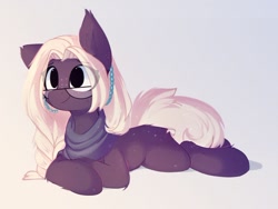 Size: 1024x769 | Tagged: safe, artist:little-sketches, part of a set, oc, oc only, earth pony, pony, commission, eye clipping through hair, female, glasses, mare, prone, solo, ych result