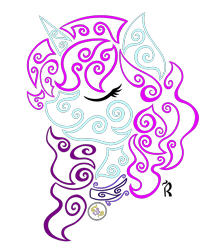 Size: 1600x1883 | Tagged: safe, artist:dawn-designs-art, oc, oc only, oc:blooming corals, pony, unicorn, abstract, abstract art, blue coat, digital art, jewelry, modern art, necklace, purple mane, simple background, solo, transparent background