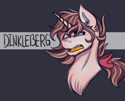 Size: 1605x1301 | Tagged: safe, artist:shamy-crist, oc, pony, unicorn, bust, dinkleberg, male, portrait, solo, stallion