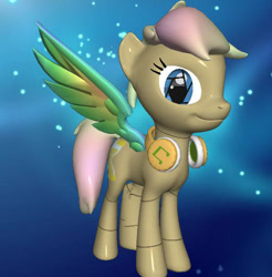 Size: 512x521 | Tagged: safe, oc, oc only, oc:felzin, pegasus, pony, pony creator, 3d, 3d model, artificial wings, augmented, female, headphones, mechanical wing, ponylumen, solo, wings