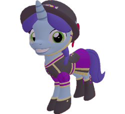 Size: 789x720 | Tagged: safe, artist:topsangtheman, spring rain, pony, unicorn, 3d, clothes, grin, hat, looking at you, simple background, smiling, solo, source filmmaker, transparent background, uniform