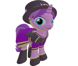 Size: 845x720 | Tagged: safe, artist:topsangtheman, amethyst star, sparkler, pony, unicorn, 3d, clothes, hat, looking at you, simple background, solo, source filmmaker, transparent background, uniform