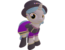 Size: 933x720 | Tagged: safe, artist:topsangtheman, clarion call, pony, unicorn, 3d, background pony, clothes, female, hat, looking at you, mare, simple background, solo, source filmmaker, top hat, transparent background, uniform