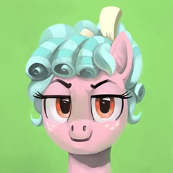 Size: 3500x3500 | Tagged: safe, artist:toisanemoif, cozy glow, pegasus, pony, bust, green background, high res, looking at you, portrait, simple background, solo