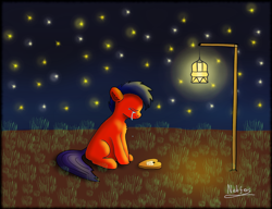 Size: 2364x1815 | Tagged: safe, artist:nebulafactory, pony, crying, digital art, holiday, night, practice, sad, solo, stars, valentine's day