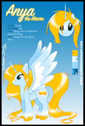 Size: 540x800 | Tagged: safe, artist:sonicsweeti, oc, oc only, oc:anya, alicorn, pony, alicorn oc, cutie mark, digital art, female, horn, mare, reference sheet, wings