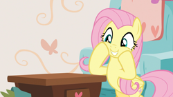 Size: 1920x1080 | Tagged: safe, derpibooru import, screencap, fluttershy, pegasus, pony, discordant harmony, bipedal, cute, excited, female, hooves on cheeks, mare, shyabetes, smiling, solo