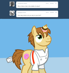 Size: 800x850 | Tagged: safe, artist:daisydaisydoodles, donut joe, pony, blog, donut, food, tumblr