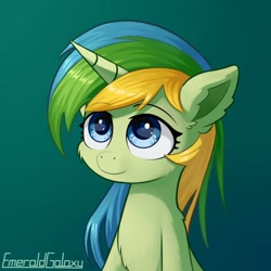 Size: 1024x1024 | Tagged: safe, artist:emeraldgalaxy, oc, oc:emerald galaxy, pony, unicorn, bust, female, mare, portrait, solo