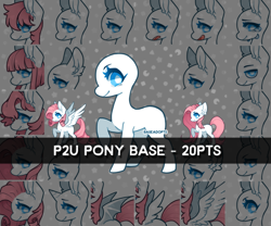 Size: 930x775 | Tagged: safe, artist:mousu, oc, oc only, bat pony, earth pony, pegasus, pony, unicorn, bald, base, bat pony oc, bat wings, bust, earth pony oc, horn, pegasus oc, raised hoof, smiling, unicorn oc, wings