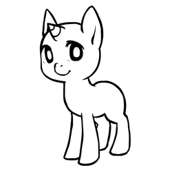 Size: 500x500 | Tagged: safe, alternate version, artist:mousu, oc, oc only, pony, unicorn, base, horn, lineart, simple background, smiling, solo, transparent background, unicorn oc