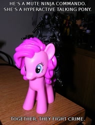 Size: 345x455 | Tagged: safe, derpibooru import, pinkie pie, earth pony, pony, crossover, g.i. joe, merchandise, snake eyes, text, toy