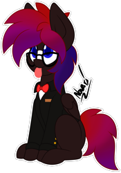Size: 1293x1846 | Tagged: safe, artist:floof horse, oc, oc only, oc:shaded star, pegasus, :p, clothes, simple background, solo, tongue out, transparent background, tuxedo