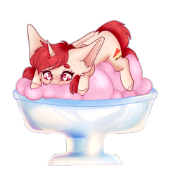 Size: 1934x1987 | Tagged: safe, artist:honeybbear, pony, unicorn, female, food, heart eyes, ice cream, mare, palindrome get, simple background, solo, transparent background, wingding eyes