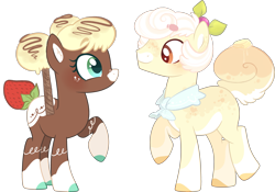 Size: 4023x2815 | Tagged: safe, artist:lazuli, artist:moshiitomo, oc, oc only, chocolate pony, food pony, pony, base used, duo, female, food, male, mare, pancake pony, simple background, stallion, transparent background