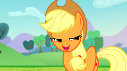 Size: 1920x1080 | Tagged: safe, derpibooru import, screencap, applejack, earth pony, pony, the mane attraction, solo