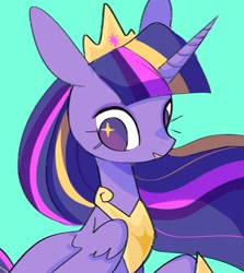 Size: 1012x1133 | Tagged: safe, artist:mesqrit, princess twilight 2.0, twilight sparkle, twilight sparkle (alicorn), alicorn, pony, the last problem, blue background, crown, cute, female, hoof shoes, jewelry, mare, no pupils, peytral, regalia, simple background, solo, twiabetes