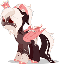 Size: 2010x2200 | Tagged: safe, artist:rerorir, oc, oc only, bat pony, bow, crown, female, hair bow, jewelry, mare, regalia, simple background, solo, transparent background
