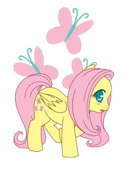 Size: 550x750 | Tagged: safe, artist:assechan, derpibooru import, fluttershy, pegasus, pony, blushing, cute, cutie mark background, female, looking at you, mare, no pupils, open mouth, profile, shyabetes, simple background, solo, transparent background