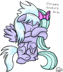 Size: 873x1000 | Tagged: safe, artist:freefraq, cloudchaser, flitter, pegasus, pony, bow, cute, cutechaser, female, flitterbetes, hair bow, hug, siblings, simple background, sisters, twins