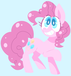 Size: 2499x2663 | Tagged: safe, artist:nancybigots, derpibooru import, pinkie pie, earth pony, pony, blue background, colored pupils, cute, diapinkes, female, high res, mare, simple background, smiling, solo