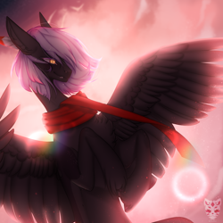 Size: 4000x4000 | Tagged: safe, artist:lastaimin, oc, oc:cloudy night, pegasus, pony, absurd resolution, clothes, female, lens flare, mare, scarf, solo