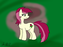 Size: 1024x768 | Tagged: safe, artist:dizaster321, roseluck, pony, abstract background, looking back