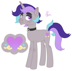 Size: 1365x1337 | Tagged: safe, artist:polymercorgi, oc, oc:heartthrob, pony, unicorn, choker, eyeshadow, makeup, male, offspring, parent:princess cadance, parent:shining armor, parents:shiningcadance, simple background, solo, stallion, white background