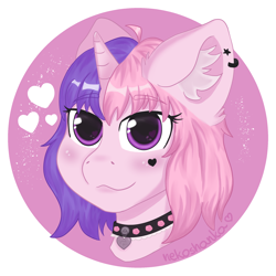 Size: 2100x2100 | Tagged: safe, artist:nekoshanka, oc, oc:lukshana, pony, bust, cute, female, icon, pastel, pink, ponysona, portrait, solo