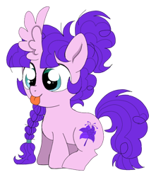 Size: 552x625 | Tagged: safe, artist:unoriginai, oc, oc only, oc:whoopsie daisy, pony, :p, female, filly, goddamnit unoriginai, horn wing, inbred, magical lesbian spawn, offspring, parent:maud pie, parent:pinkie pie, parents:pinkiemaud, product of incest, simple background, sitting, smiling, solo, tongue out, transparent background, wat