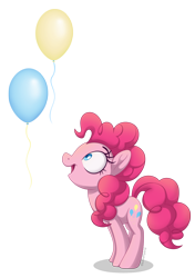 Size: 900x1278 | Tagged: safe, artist:littlehybridshila, derpibooru import, pinkie pie, earth pony, pony, balloon, cute, diapinkes, female, looking at something, mare, open mouth, profile, redraw, simple background, solo, transparent background