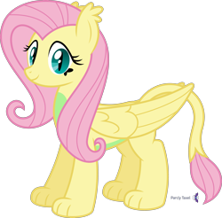 Size: 4069x4000 | Tagged: safe, artist:parclytaxel, derpibooru import, fluttershy, sphinx, series:creature-verse, .svg available, absurd resolution, commission, cute, female, fluttersphinx, leonine tail, looking at you, shyabetes, simple background, smiling, solo, species swap, sphinxified, transparent background, vector