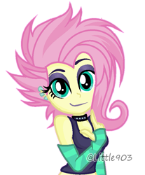 Size: 663x799 | Tagged: safe, artist:little903, fluttershy, better together, equestria girls, the road less scheduled, the road less scheduled: fluttershy, alternate hairstyle, base used, female, flutterpunk, simple background, solo, transparent background