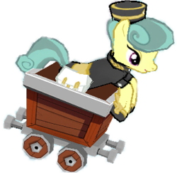 Size: 1583x1536 | Tagged: safe, artist:topsangtheman, cinnabar, golden hooves, quicksilver, crystal pony, pony, gameloft, minecart, simple background, transparent background