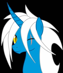 Size: 1105x1280 | Tagged: safe, artist:somashield, oc, oc only, oc:soma, pony, unicorn, digital art, eye scar, horn, male, one eye closed, scar, solo, stallion, wink