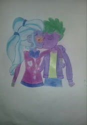 Size: 2269x3264 | Tagged: safe, spike, sugarcoat, equestria girls, human spike, kissing, spike gets all the crystal prep, spike gets all the equestria girls, spikecoat, spikelove