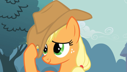 Size: 1920x1080 | Tagged: safe, derpibooru import, screencap, applejack, earth pony, pony, the last roundup, cute, jackabetes, solo