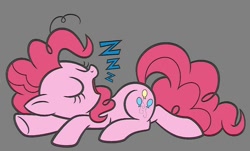 Size: 800x484 | Tagged: safe, artist:dirtyker, derpibooru import, pinkie pie, earth pony, pony, coloring page, gray background, prone, simple background, sleeping, snoring, solo