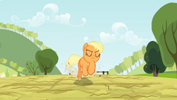 Size: 1920x1080 | Tagged: safe, derpibooru import, screencap, applejack, earth pony, pony, the last roundup, animation error, solo